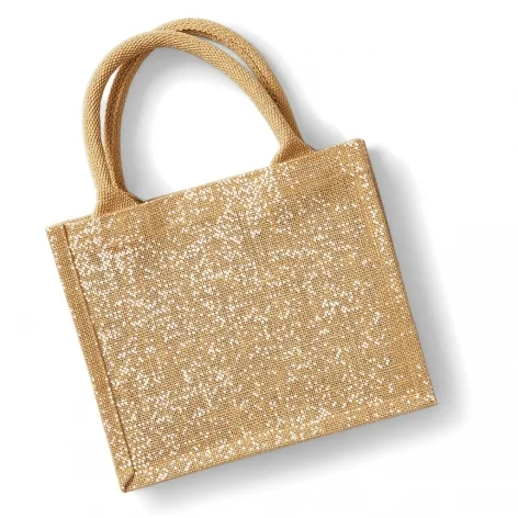 BORSA JUTA GLITTER ORO 26X22X14 CM