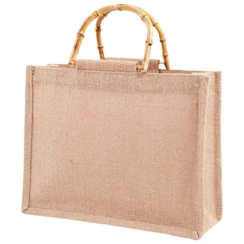 BORSA JUTA C/MANICO BAMBU' MEDIA