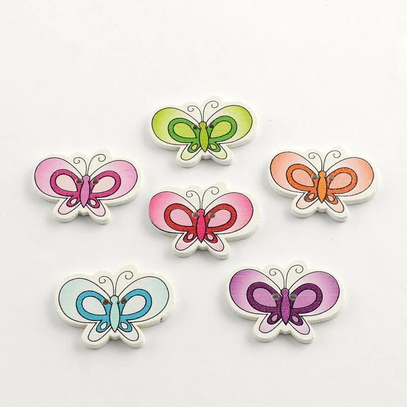 BOTTONE LEGNO FARFALLA 8 PZ