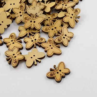 BOTTONE LEGNO FARFALLA 25 PZ