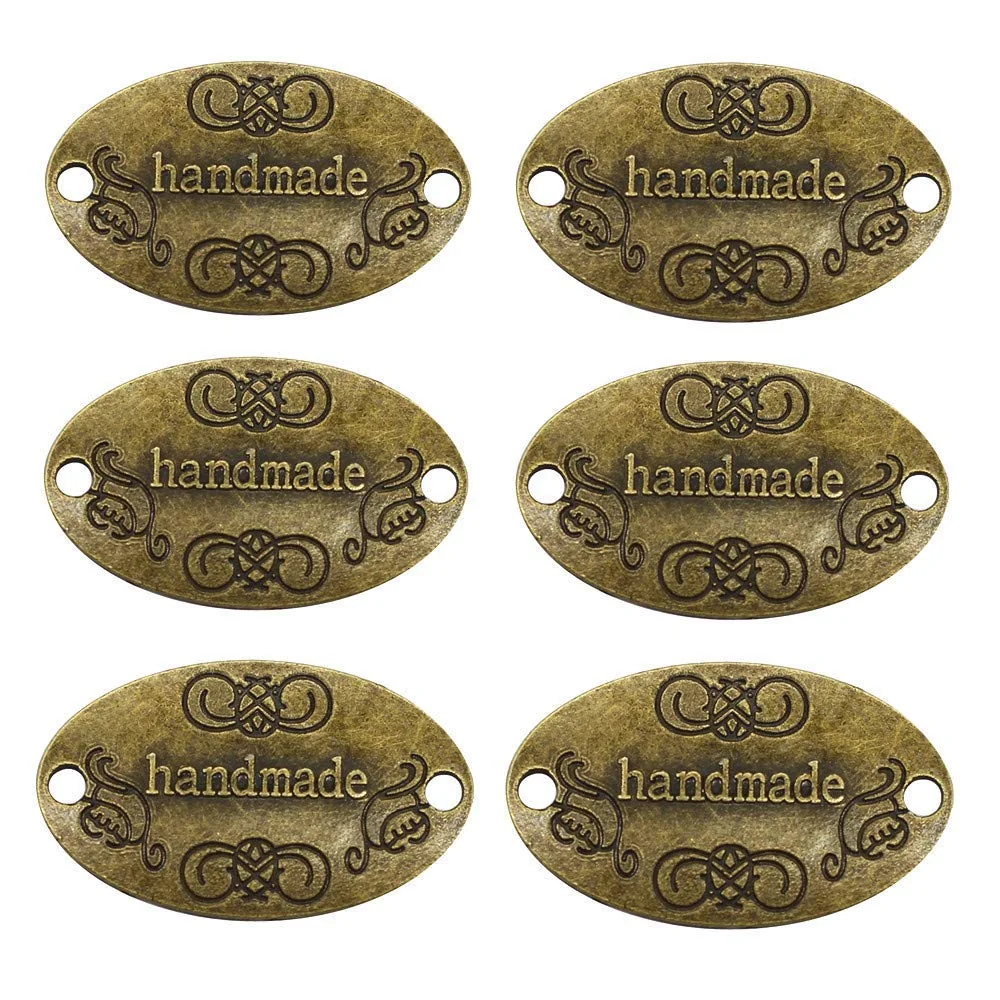 ETICHETTA METALLO "HANDMADE" - 4 PZ