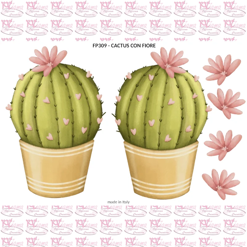 PANNELLO STAMPATO 20X30CM CACTUS CON FIORE