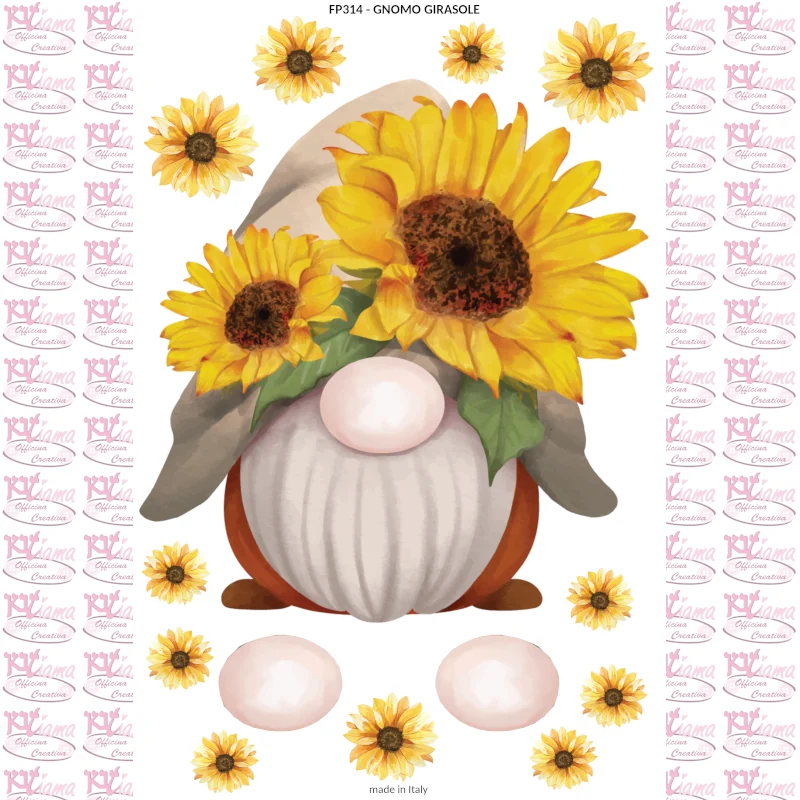 PANNELLO STAMPATO 20X30CM GNOMO GIRASOLE