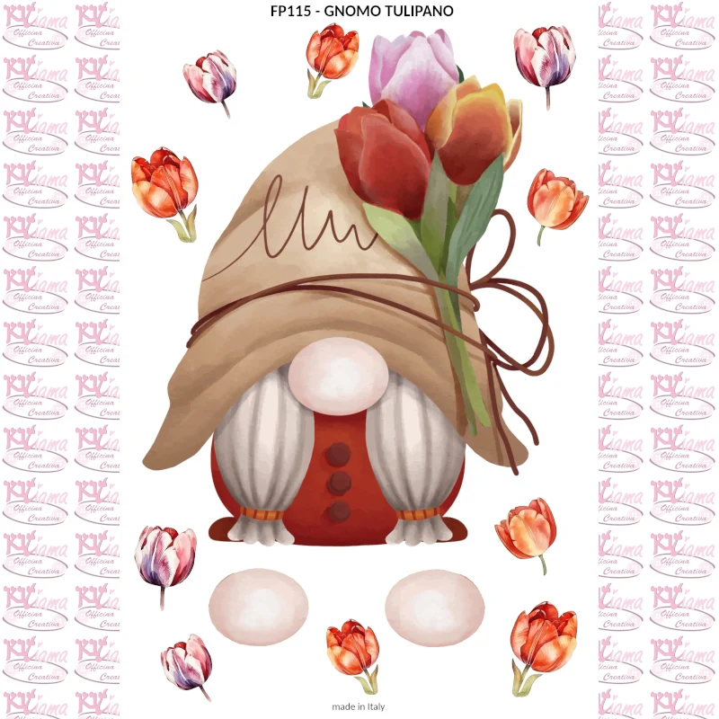 PANNELLO STAMPATO 20X30CM GNOMO TULIPANO