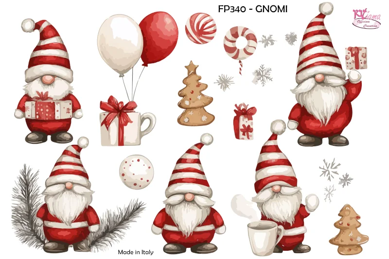 PANNELLO STAMPATO 20X30CM GNOMI NATALIZI