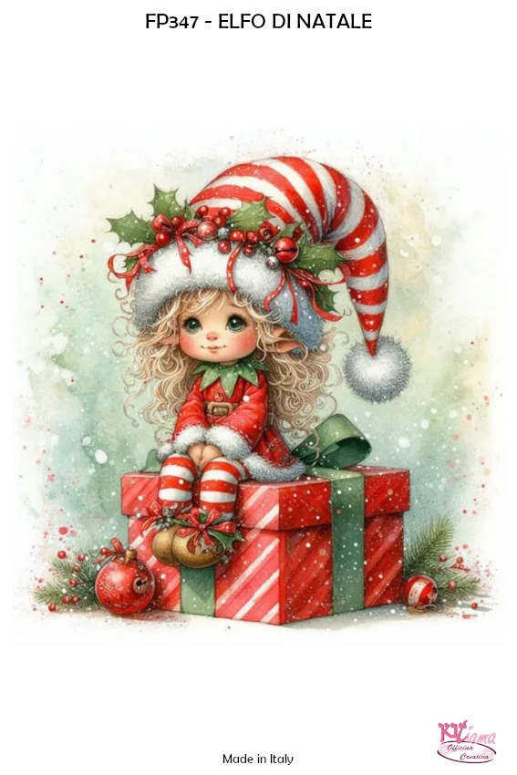 PANNELLO STAMPATO 20X30CM ELFO DI NATALE