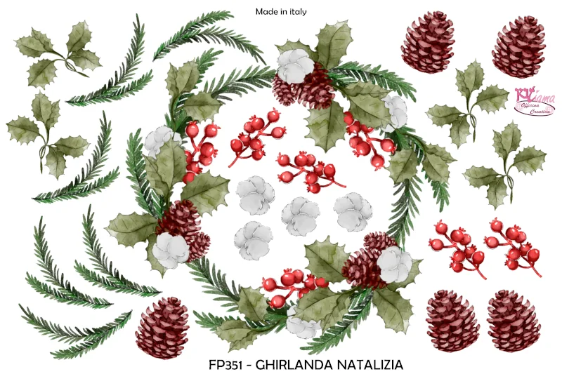 PANNELLO STAMPATO 20X30CM GHIRLANDA NATALIZIA