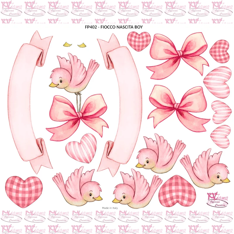 PANNELLO STAMPATO 40X50CM FIOCCO NASCITA GIRL