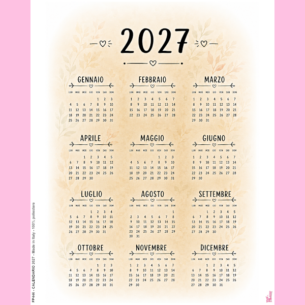 PANNELLO STAMPATO 40X50CM CALENDARIO 2027