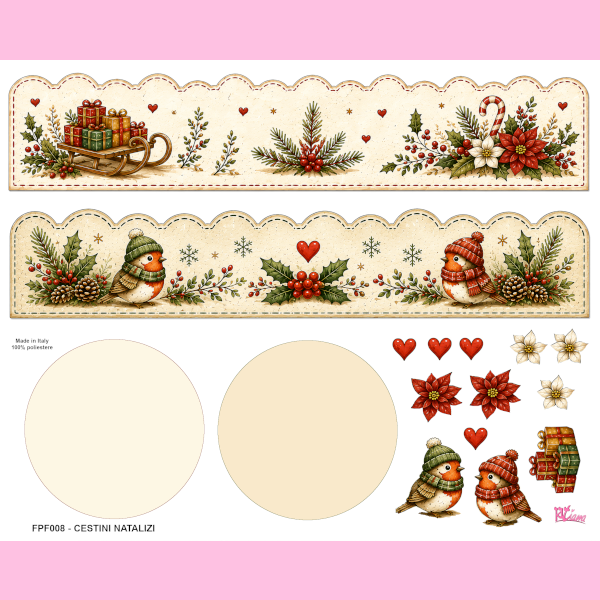 PANNELLO FELTRO STAMPATO 40X50CM CESTINI NATALE
