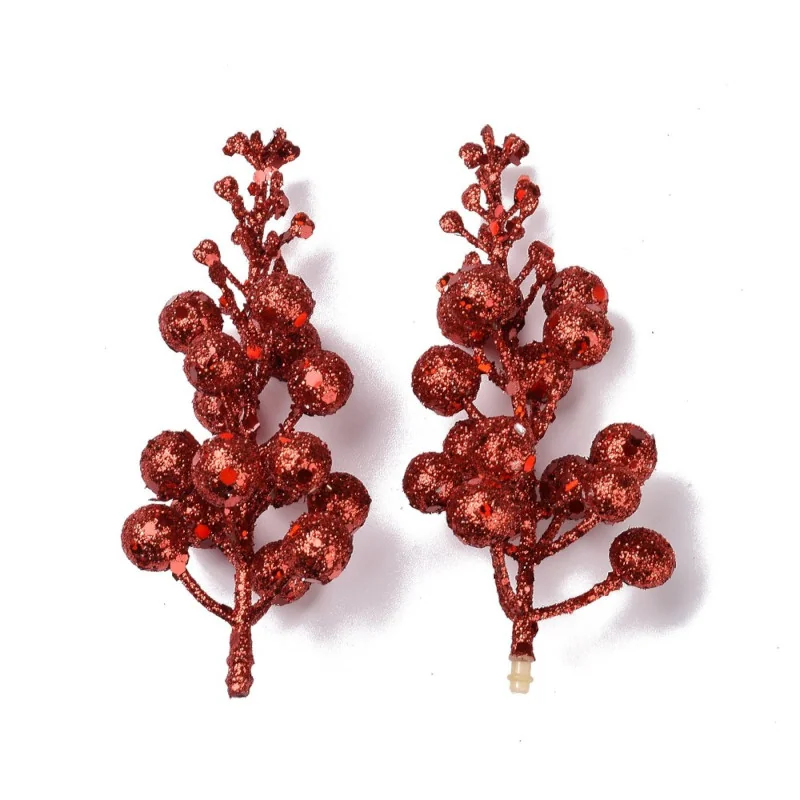 PICK BACCHE GLITTER H. 12CM ROSSO