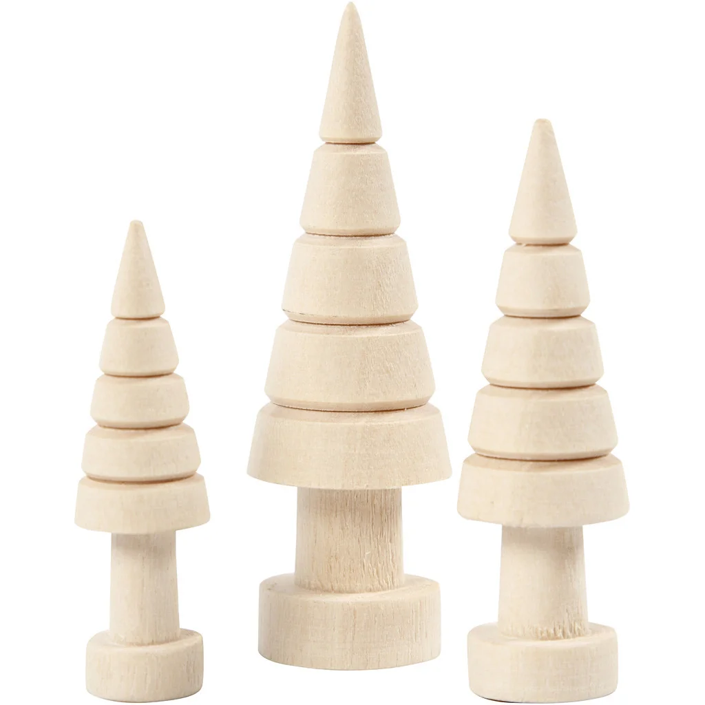 SET 3 ALBERI DI NATALE LEGNO 3D