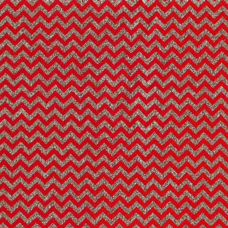 PANNO STAMPATO GLITTER ZIG ZAG 45X50 CM ROSSO