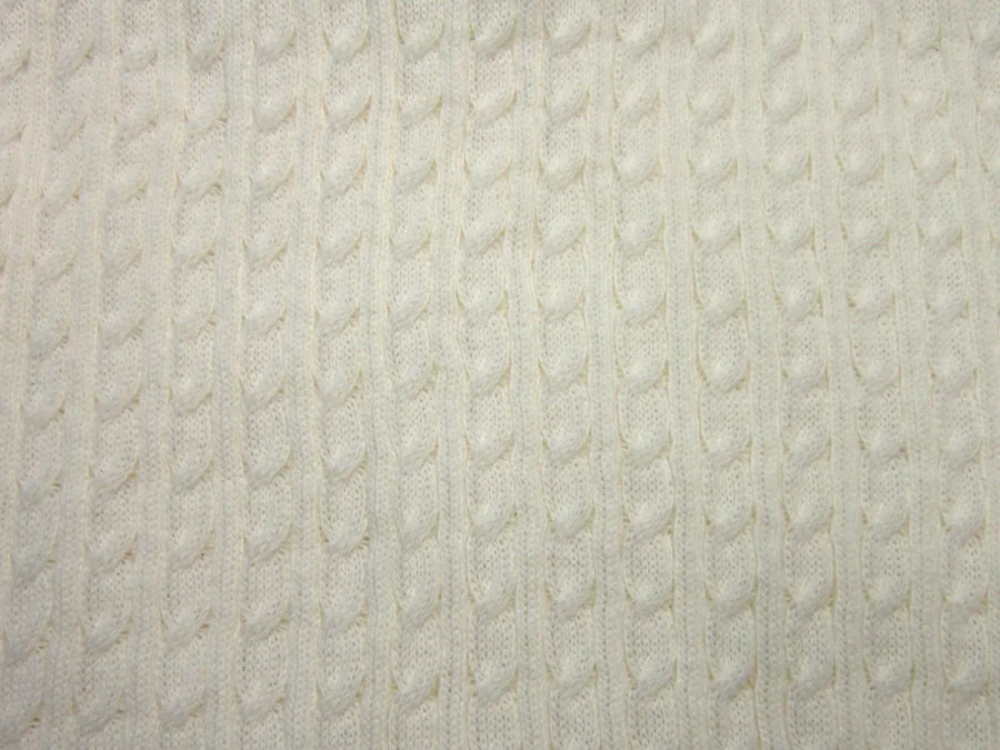 TESSUTO MAGLIA TRECCIA PANNA