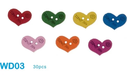 BOTTONE LEGNO CUORE 30 PZ
