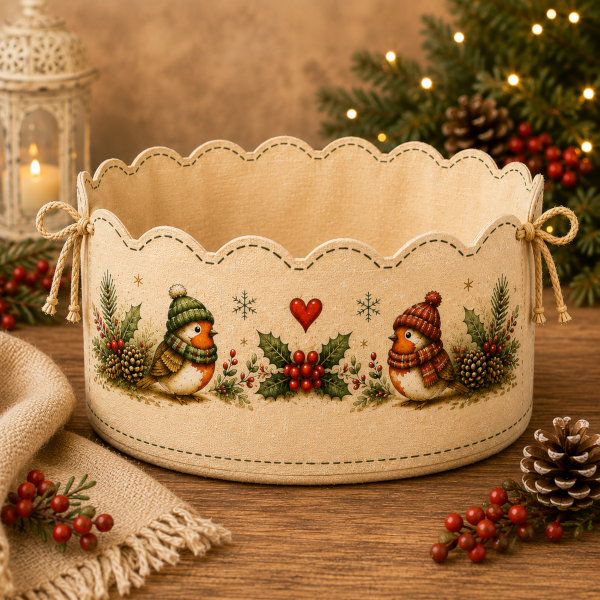 PANNELLO FELTRO STAMPATO 40X50CM CESTINI NATALE